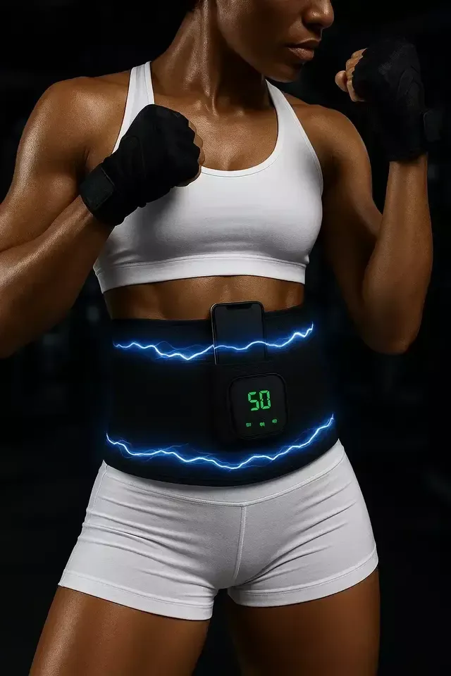 Cinturão Massageador Elétrico USB Recarregável (para cintura, braços, pernas, glúteos).